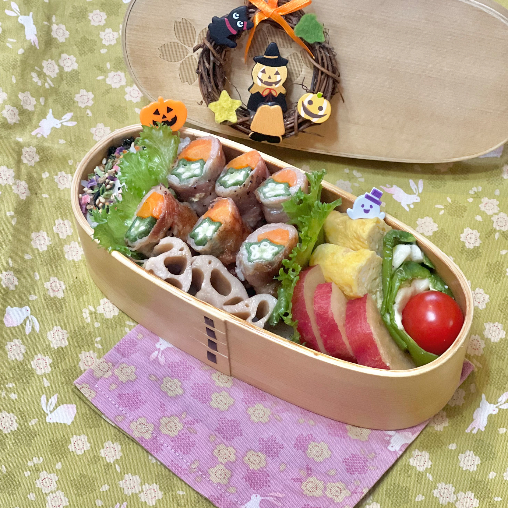 人参・オクラの豚ロール☘️の💙ちゃんお弁当　10/24木