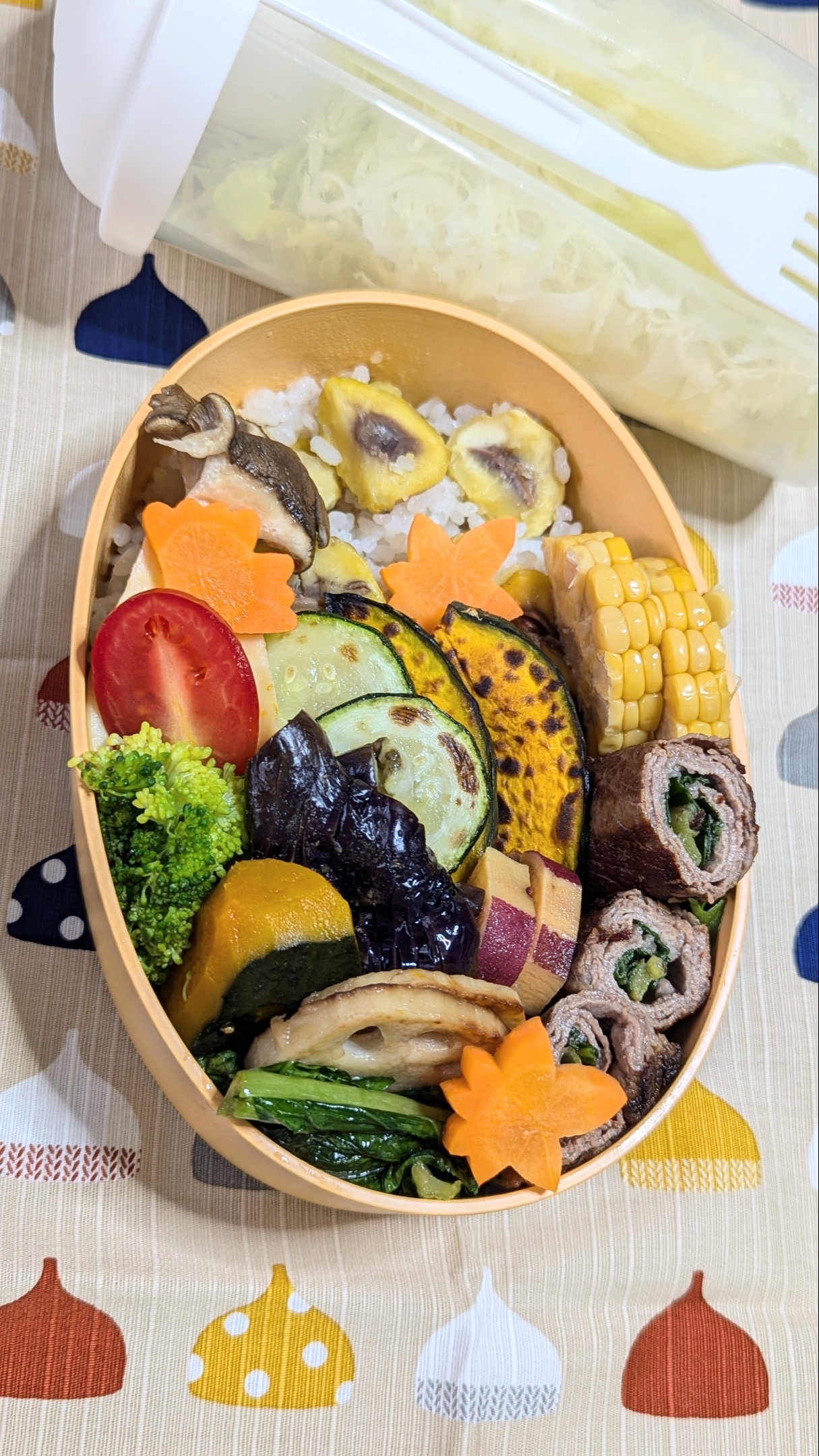 本日のお弁当〜栗ご飯の秋色弁当