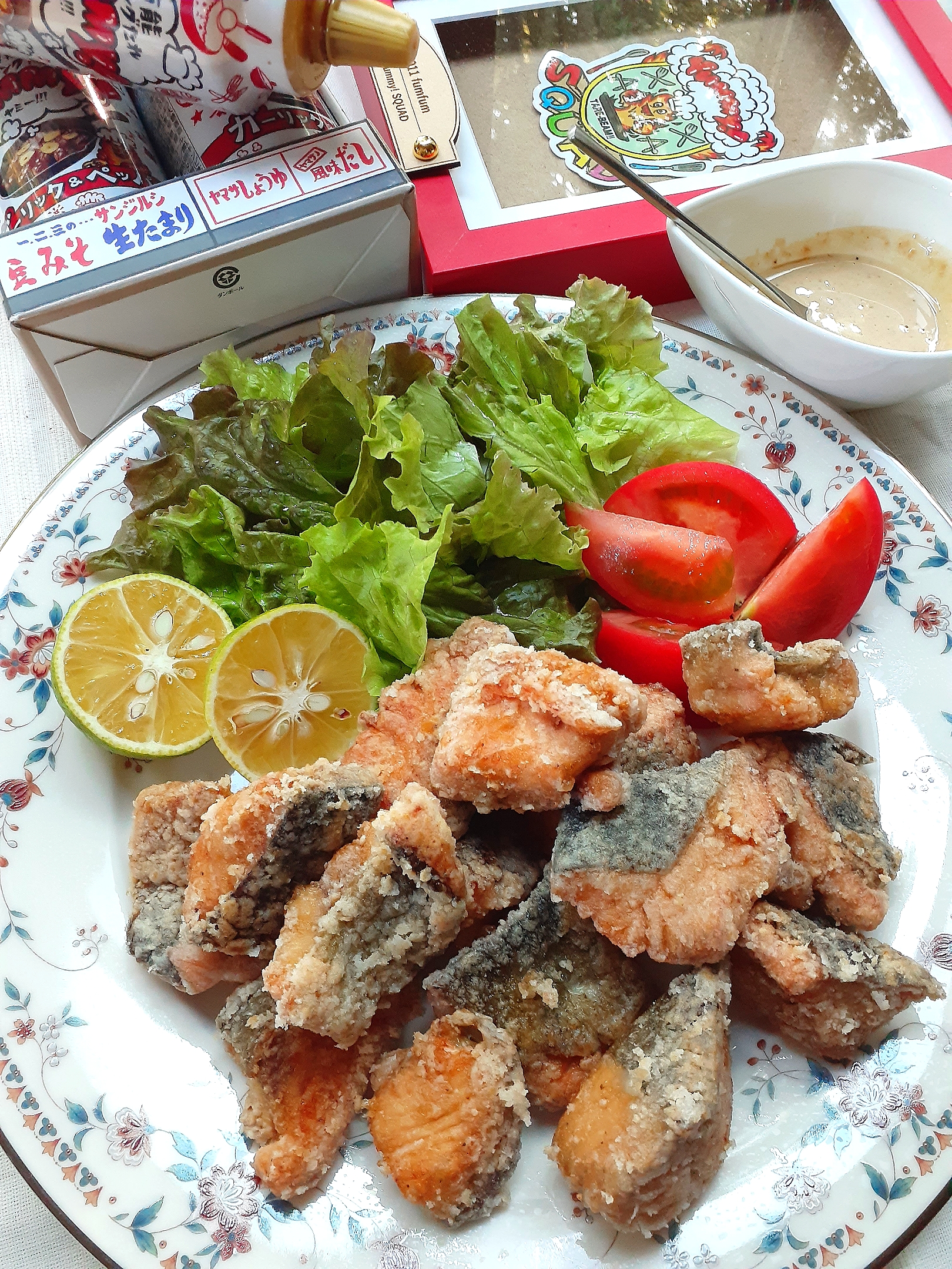 Yummy!で鮭の竜田揚げ🐟です