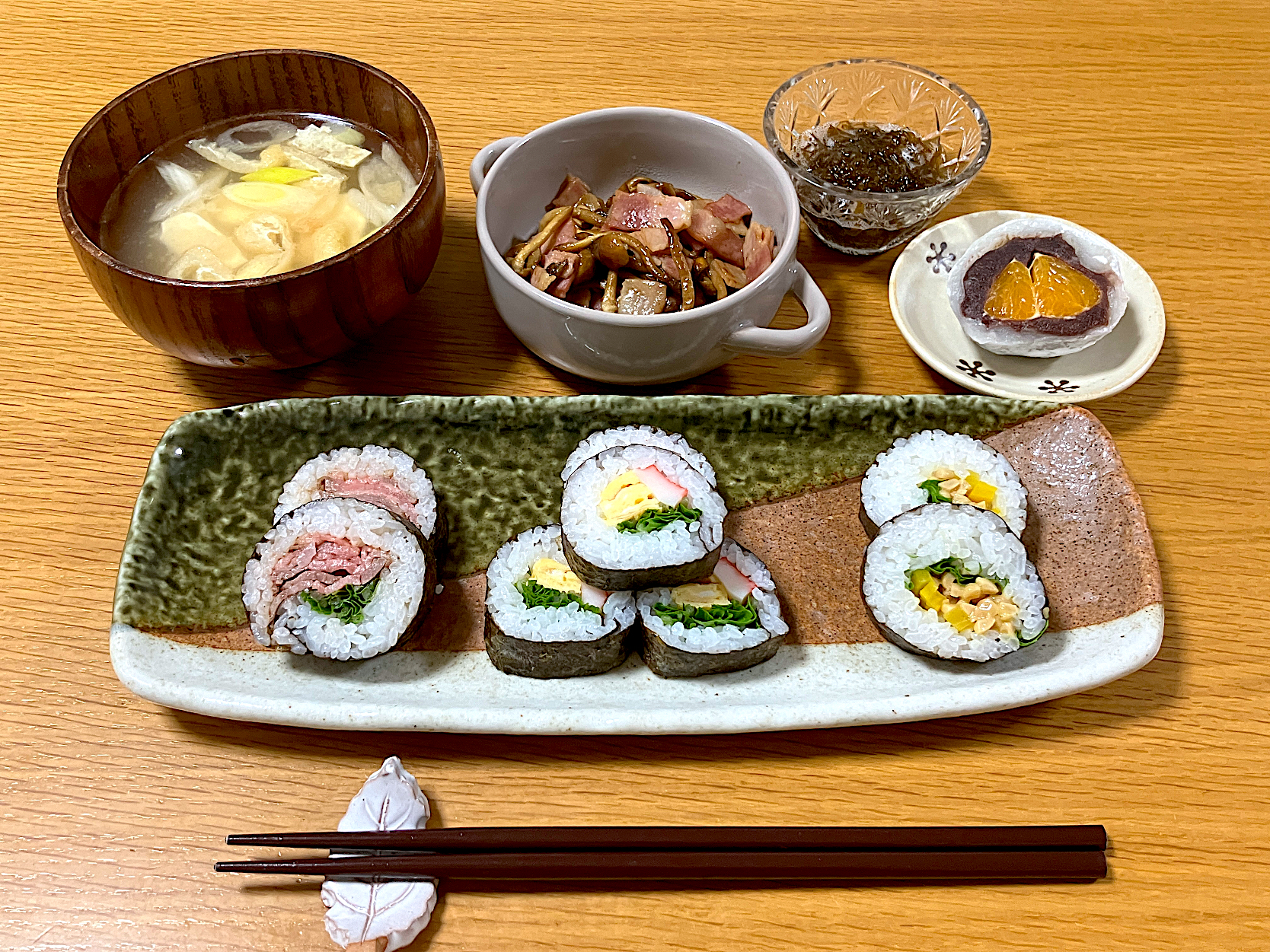 ＊３種の海苔巻きと自家製みかん大福🍊の夕飯＊