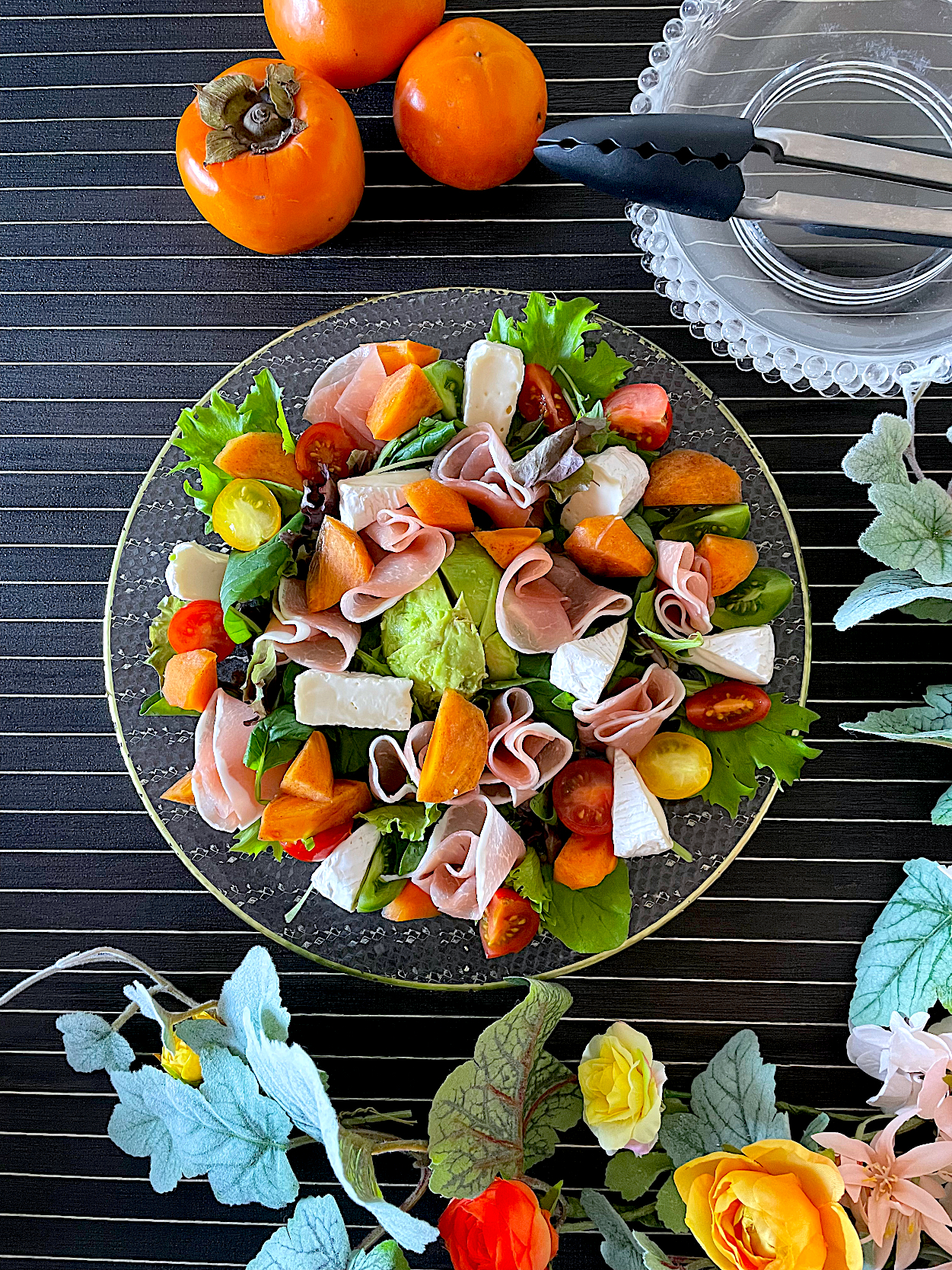 柿とカマンベール生ハムサラダ🥗