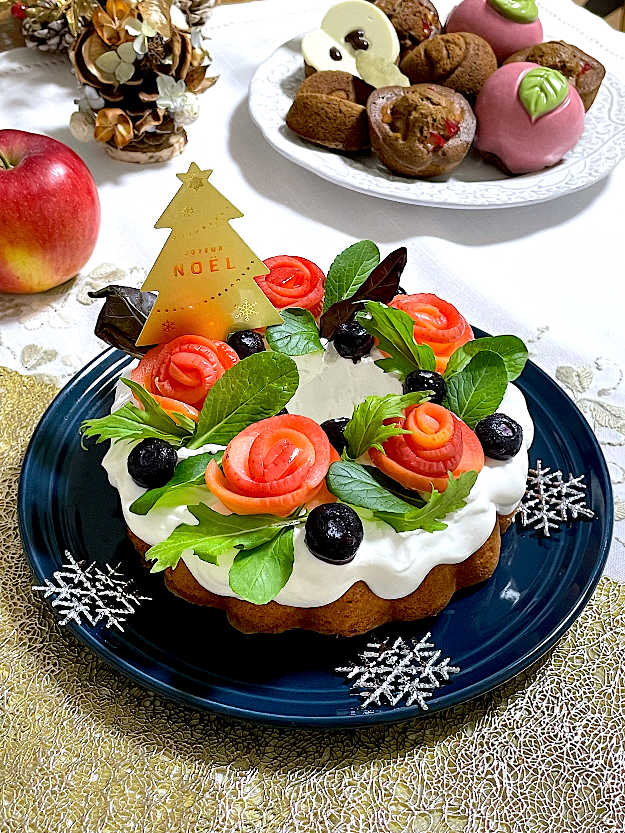 りんごのクリスマスリースケーキ🍎