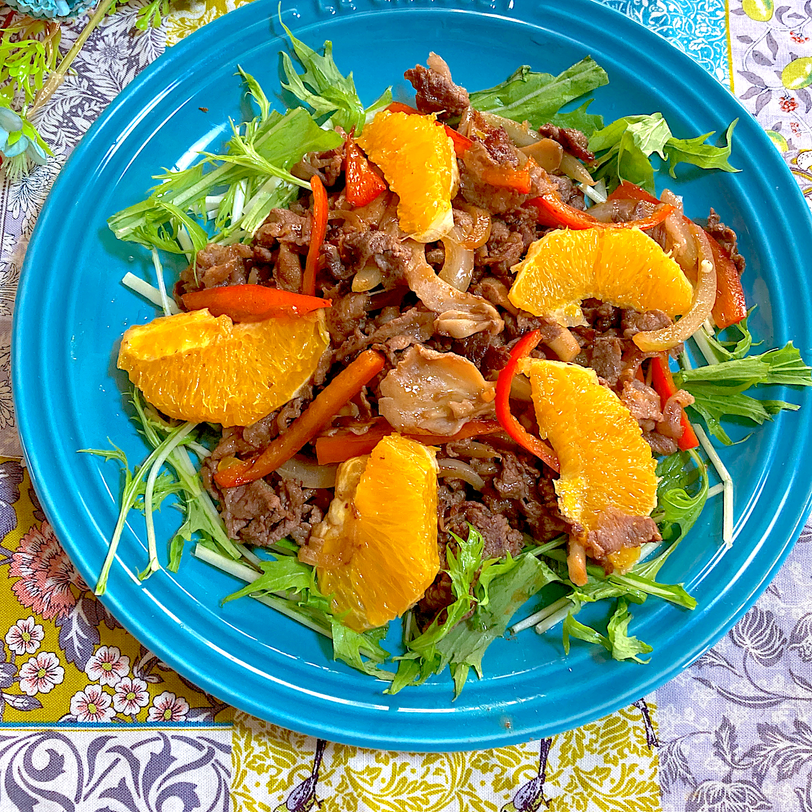 牛肉とオレンジの炒め物🍊