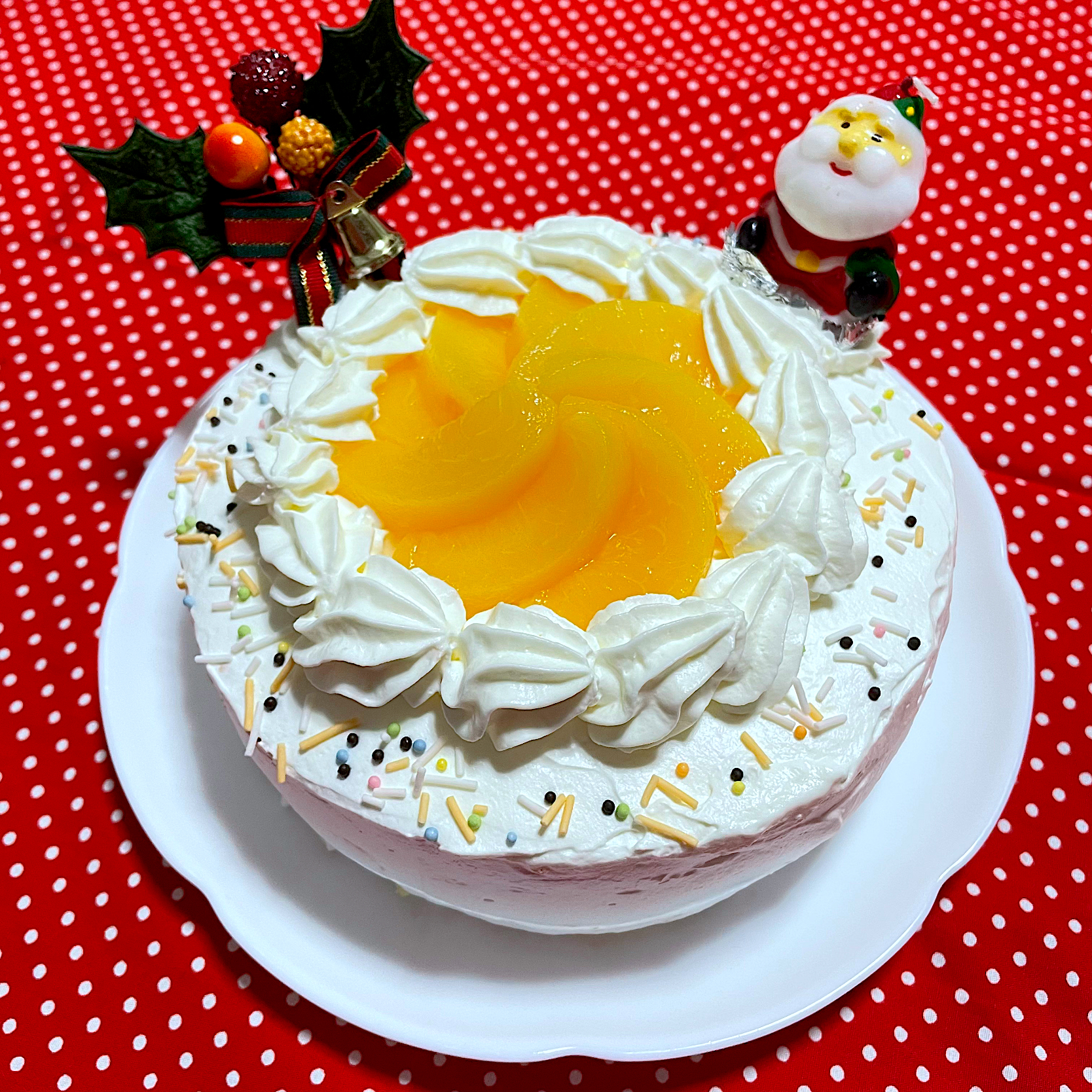 Xmas黄桃ケーキ