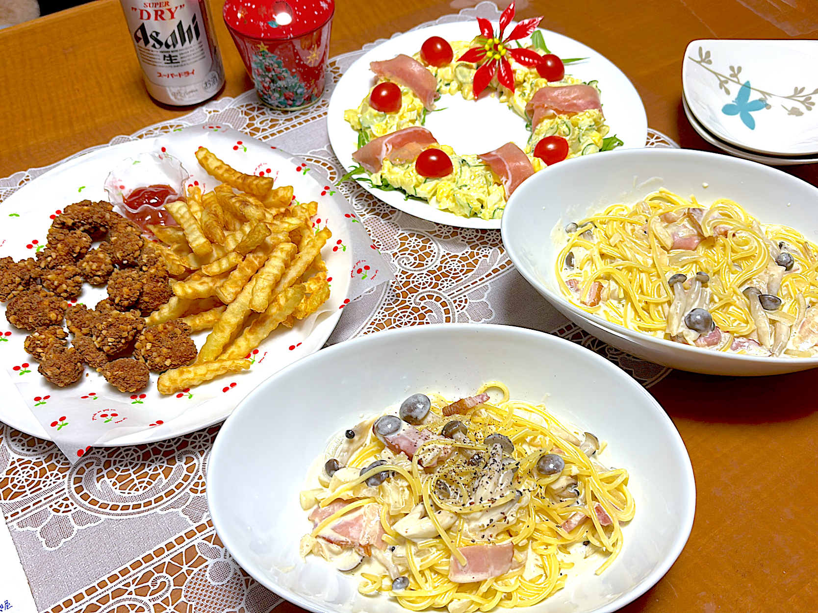 今夜はクリームパスタでクリスマスパーティー🎄