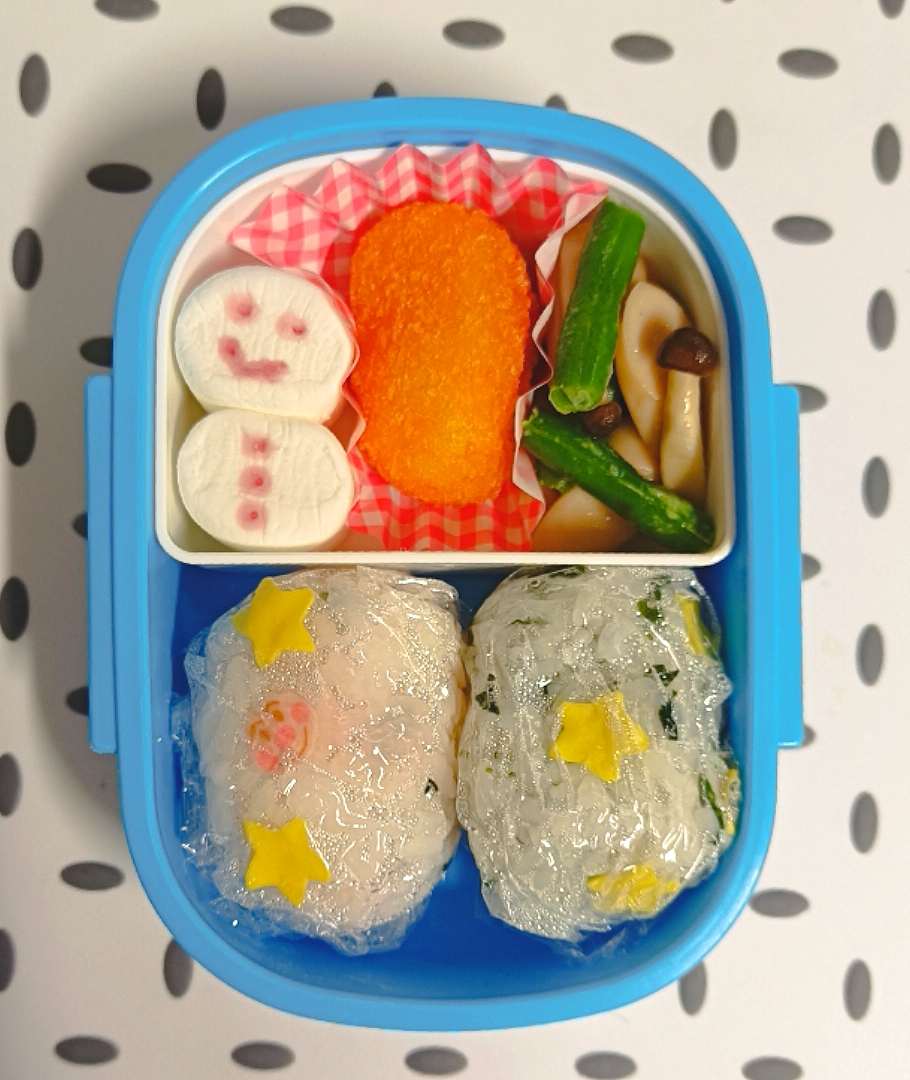 マシュマロ雪だるまのこども弁当