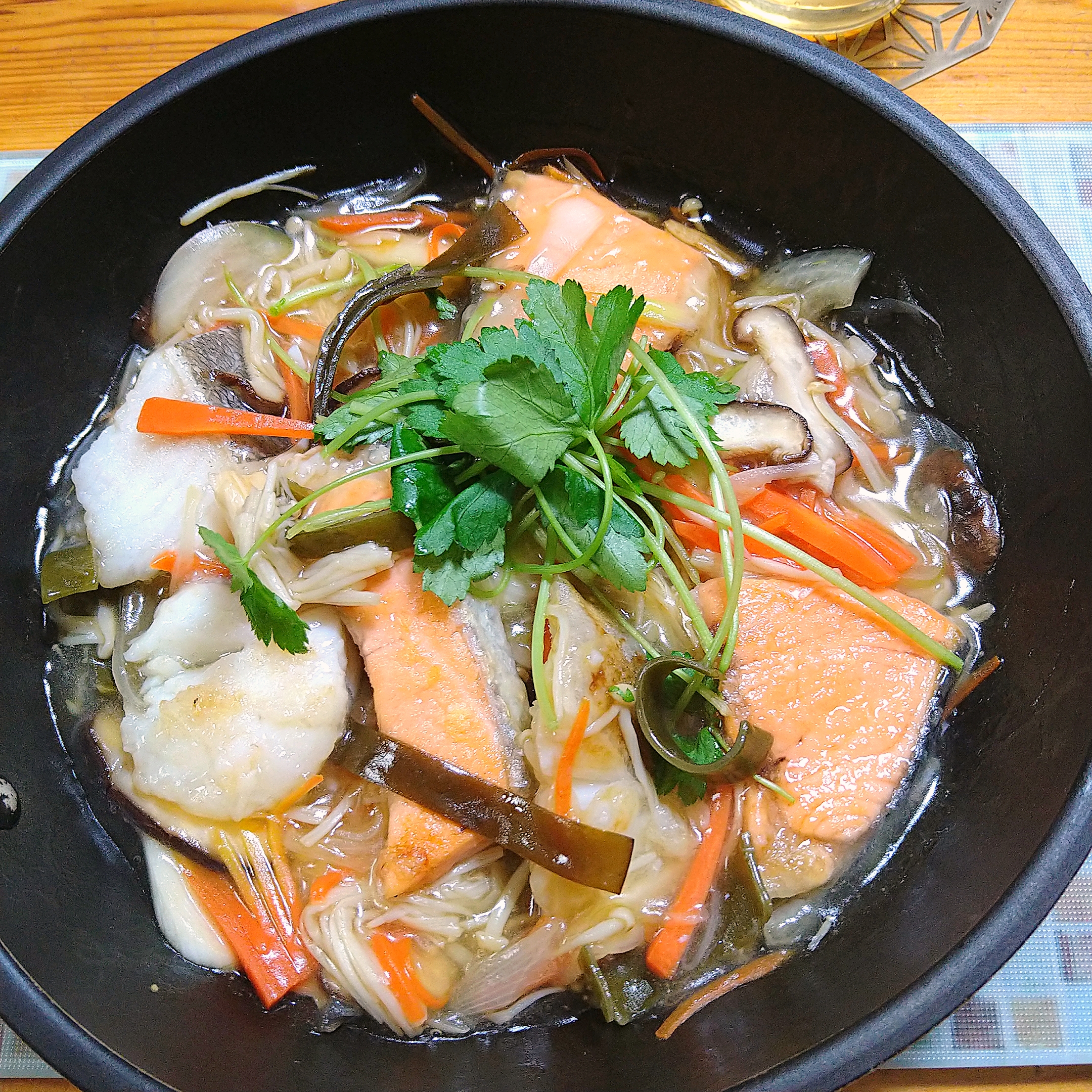 紅白魚の野菜餡掛け